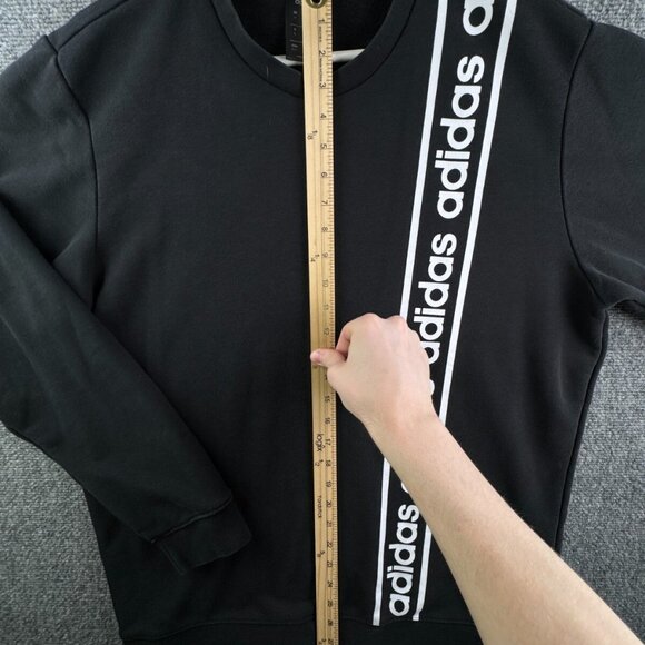 Adidas Pullover Black Sweatshirt XL Long Sleeve Adult Striped Logos Cotton Blend - Picture 1 of 11